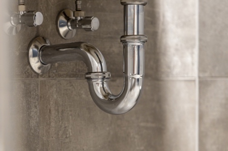 Closeup of sink p-trap.