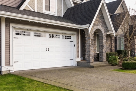 Residential garage door on modern home.