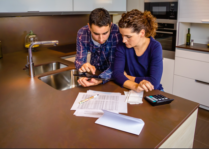 couple reviewing bills